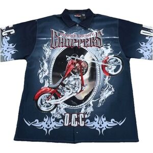 Vintage Y2K Orange County Choppers Shirt Men XL Button Up OCC Biker AOP Grunge